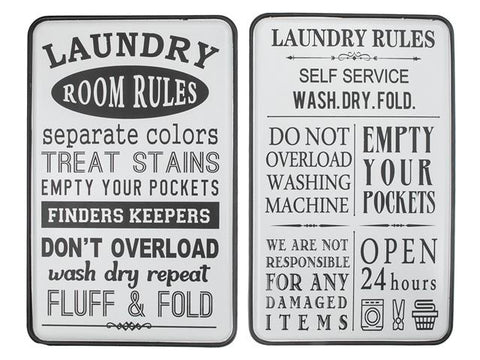 Metal Wall Sign (Laundry Rules) Asstd. (7824693231840)