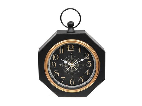 Black Octagon Metal Table Clock (7681940521184)