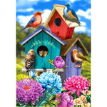 Colorful Birdhouse House Flag (7574917021920)