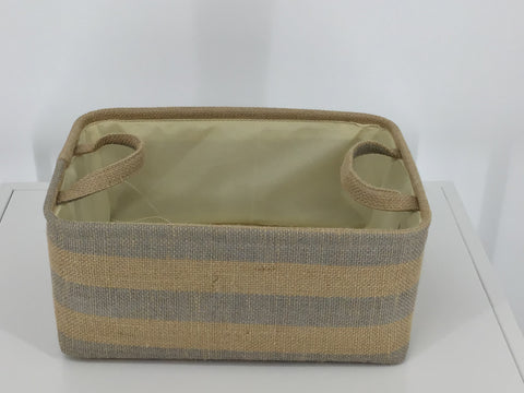 RECT. JUTE STRIPED BASKET WITH HANDLE (GRAY/NAT) (1800698822754)
